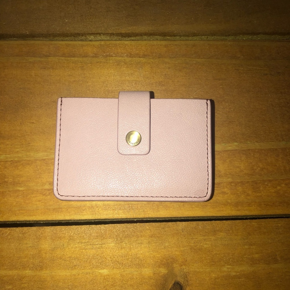 Pink fossil card wallet